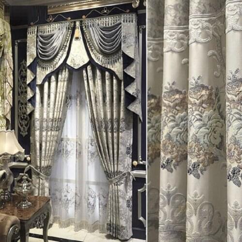 European luxury villa 3D jacquard relief Blackout curtains for Living Room Royal Custom curtains for Bedroom/Kitchen Window