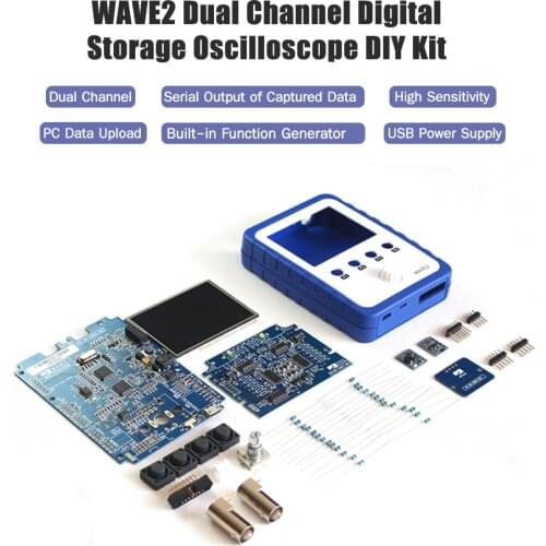 DIY WAVE2 2.4-inch Handheld Pocket-size Digital Oscilloscope Touch Screen Dual Channel Digital Storage Oscilloscope Kit
