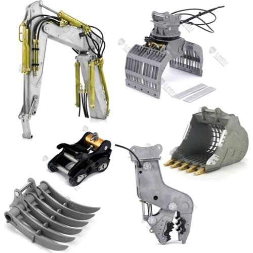 LESU Metal Grab Grapple Three-section Arm Crusher Pliers Bucket For 1/14 RC Hydraulic Excavator Komatsu PC360