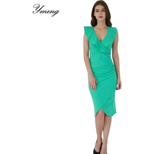 YMING Summer Womens Dress Ruffled Sleeveless Camisole V-Neck Dress Sexy Tight Dresses Ladies Dresses Casual Vestidos Clothes