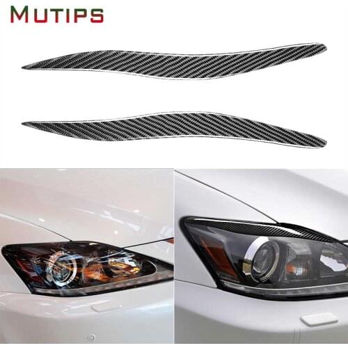 Mutips Carbon Fiber Car Headlight Eyebrows Eyelids Cover Trim Front Headlamp Accessories Auto For Lexus IS IS250 IS300 2006-2012