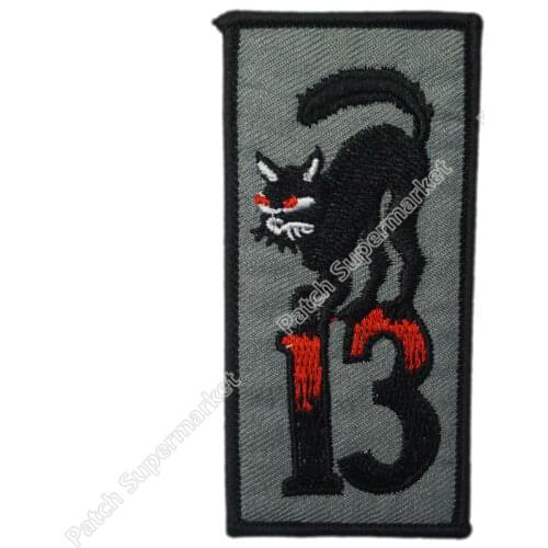 3.5" Black Cat Unlucky Number 13 Lucky thirteen biker retro emo punk rockabilly applique Embroidered sew on/ iron on patch
