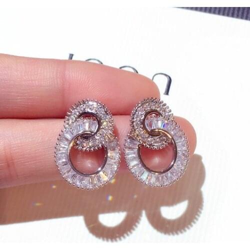 2021New Korea Luxury Temperament Big&Small Round Stud Earrings for Women Wedding Engagement Birthday Gift for Ladies Wholesale