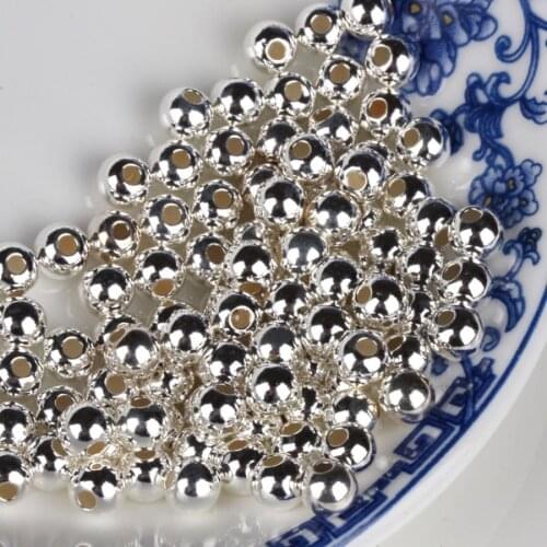 NEW 50pcs Solid 925 Sterling Silver 7mm Smooth Round Beads for bracelet