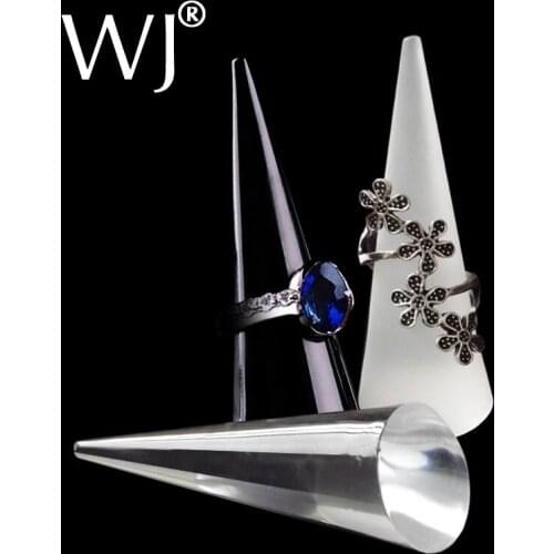 Wholesale Lot of 10 Dazzling Clear Acrylic Glass Crystal Cone Ring Jewelry Holder Display Stand Organizer Case for Store Counter