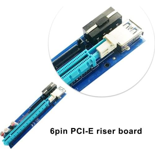 PCIE PCI Express Riser Board PCI E 1x to 16x USB 3.0 SATA to 6Pin IDE Molex Power Cable for BTC Miner Mining Color Random 1pcs