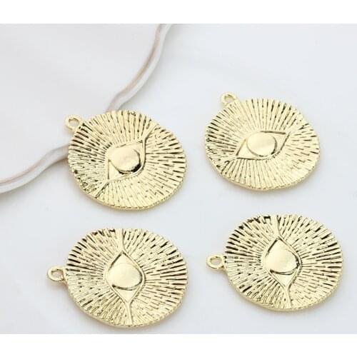 Zinc Alloy Charms Pendant Round Demon Eye Charms Pendant 23mm 6pcs/lot For DIY Jewelry Earrings Making Accessories