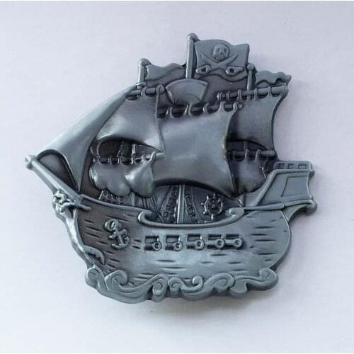 Hot Sale Silver Pirate Ship Belt Buckle suitable for 4cm wideth belt with continous stock