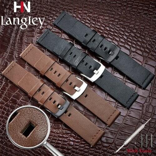 18 20 22 24mm Quick Release Genuine Leather Watchband for Amazfit Huawei Samsung Galaxy Watch 42 46mm Gear S2 S3 Bracelet Band