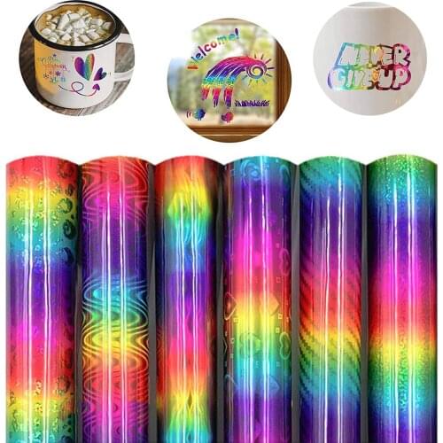 Self Adhesive Decal Stickers Decorative Film Holographic Rainbow Self Adhesive Vinyl Roll For DIY Crafts Postcard Decal Stickers