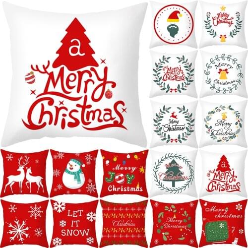 Merry Christmas Pillow Case Xmas Party Decorative Cushion Cover Car Office Home Decor Sofa Throw Pillow Cover 45x45cm