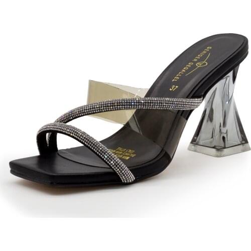 Rhinestone Clear Heels 854-2 Red Rose Gold Silver Black Women Fancy Shoes Ladies Heeled Sandals Party Dress Shoes for Girl New