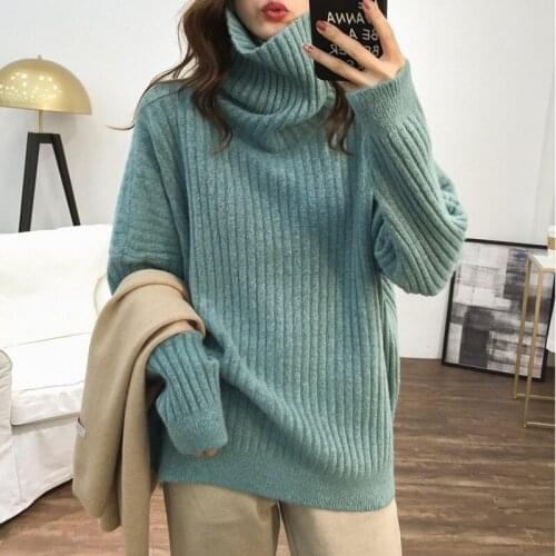 Turtleneck Sweater Womens Vertical Strip Pullover 2020 New Korean Fashion Loose Bottoming Shirt Lazy Style Long-sleeved Sweater