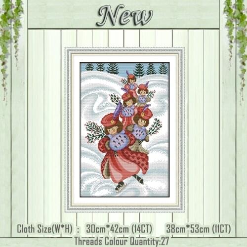 A tree planting girl snow decor diy painting Counted Print on canvas DMC 14CT 11CT Cross Stitch Needlework Kits Embroidery Sets