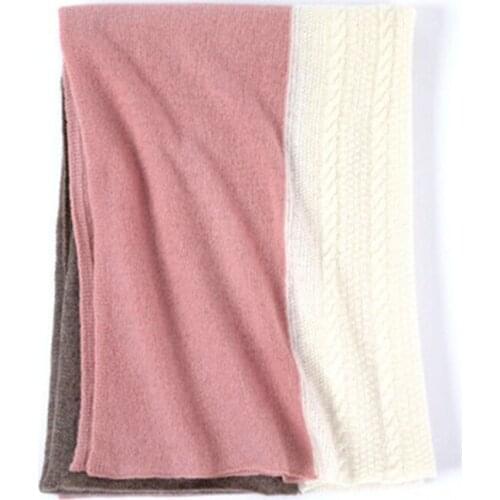 High grade 100%cashmere twisted knit women fashion big scarfs shawl pashmina patchwork color 70x190cm