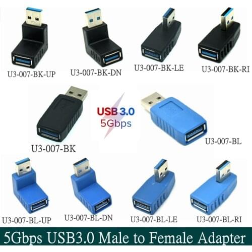 High Speed 5Gbps USB 3.0 Type A Male to Female Connector Plug Adapter Extender Converter Flexible Up Down Right Left angled 1pcs
