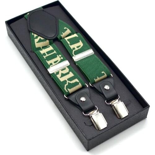 Adult 3.5cm three clip Y-shaped leather strap clip suit suspenders business casual elastic strap clip boxed