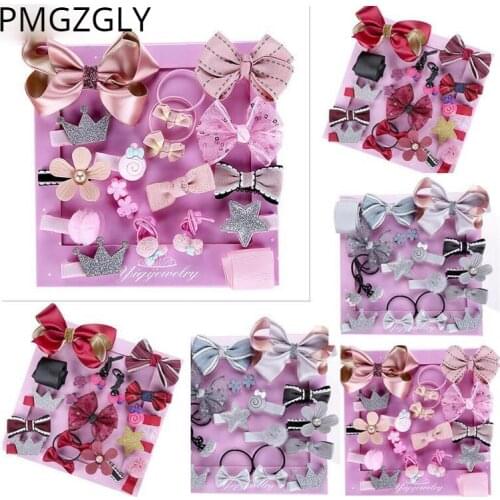 Kids Headwear Baby Accessories Cute 18Pcs/Set Kids Infant Princess Hairpin Baby Girls Bowknot Flower Motifs Hair Clip Set Gift