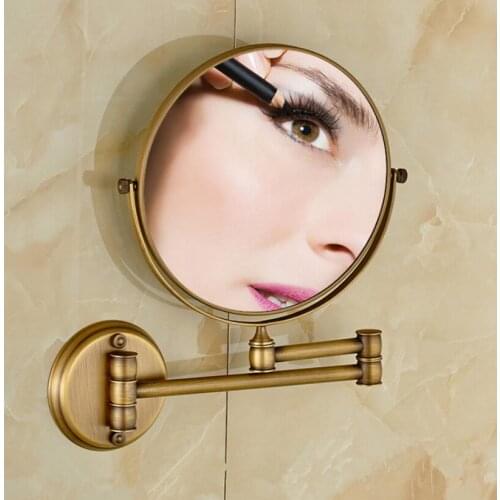 Bathroom Mirror Wall Mounted 8 inch Brass 3X/1X Magnifying Mirror Folding Black Oil/Gold Makeup Mirror Cosmetic Mirror Lady Gift