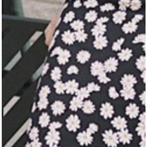 Women Skirt 2019 French Vintage Daisy Print Joker A-Line Skirt