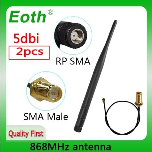 2pcs 868MHz 915MHz antenna 5dbi RP-SMA Connector GSM antena straight 868 MHz 915 MHz antenne +21cm SMA Male /u.FL Pigtail Cable