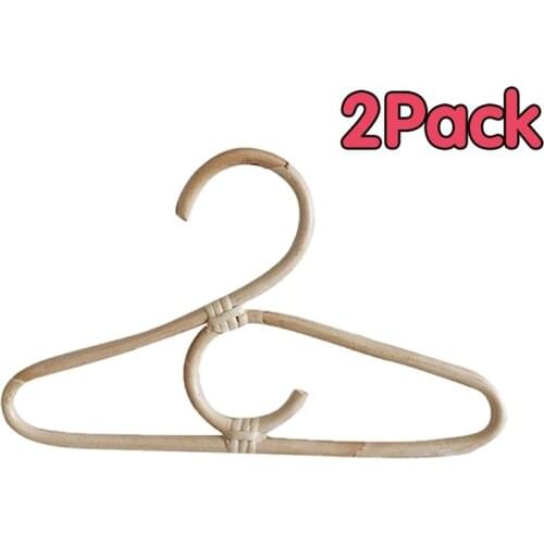 2Pcs Rattan Clothes Hanger Nordic Style Kids Garments Organizer Rack Children Hanger Kids Room Decor Hangers for Clothes