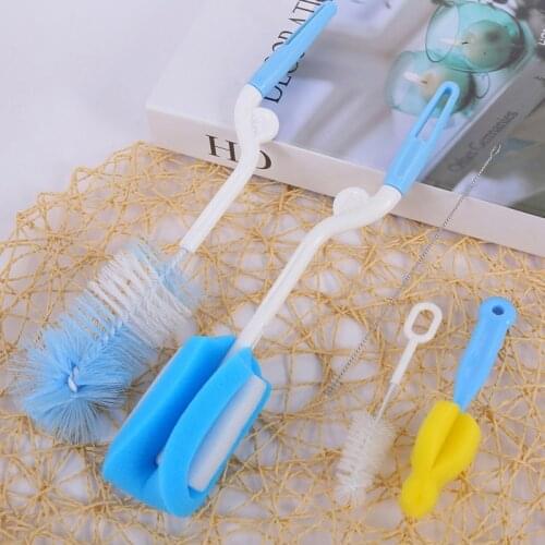 5pcs/set Baby Bottle Brush 360 Degrees Rotating Baby Milk Pacifier Brush Bottle Sponge Brush Baby Bottle Cleaning Brush Set
