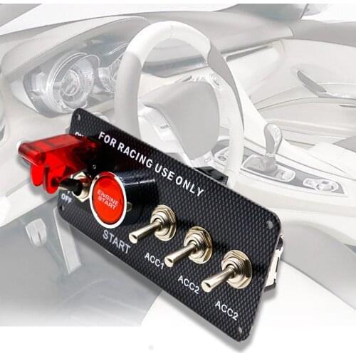 5-in-1 Carbon Pattern Panel Third Gear Ignition Switch with LED Car Accessories