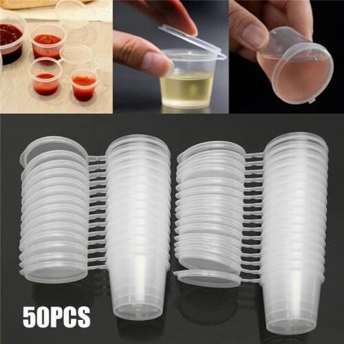 50 Pcs 30ml Takeaway Box Plastic Disposable Food Sauces Containers With Lids Disposable Take Out Snack Container Cup For Package