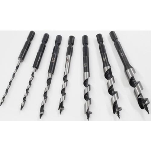 7pcs Woodworking branch drill Hexagonal shank reaming bit Single-slot twist drill woodworking opener 3-12mm