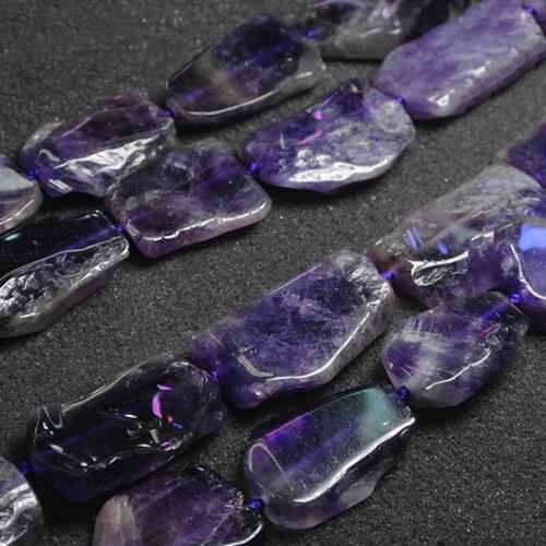 25x35mm Natural Freeform Raw Ore Purple Amethysts Beads For Jewelry Making Beads 15'' 11pcs Needlework DIY Beads Trinket