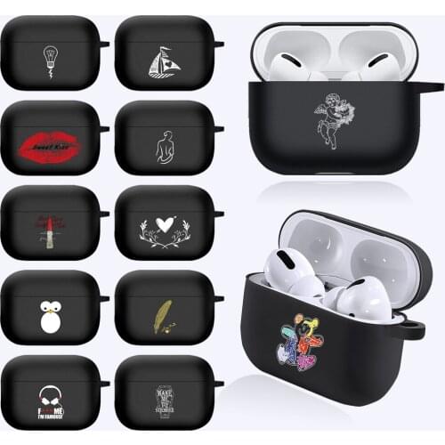 Simple Print Pattern Headphone Cases for Airpods Pro Case Black Soft Silicone Earphone Cover for Airpods Pro 3 Coque