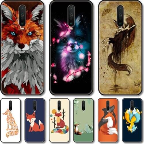 Cute fox Phone Case For XiaoMi Redmi Note 10S 9S 8 7 6 T Pro Black Cover Silicone Back TPU