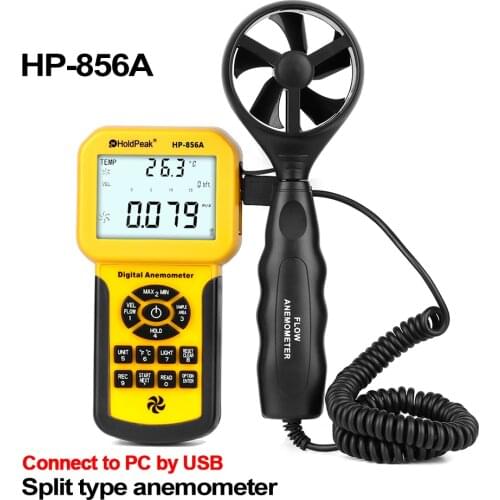 Digital Anemometer Wind Speed Air Volume Flow Temperature Meter Anemometer Sensor USB/Handheld With Data Logger HP-856A HP-846A