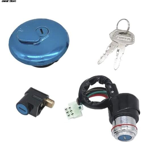 Motorcycle Door Lock with Fuel Cap Cover Electric Ignition Switch Lock Set Power