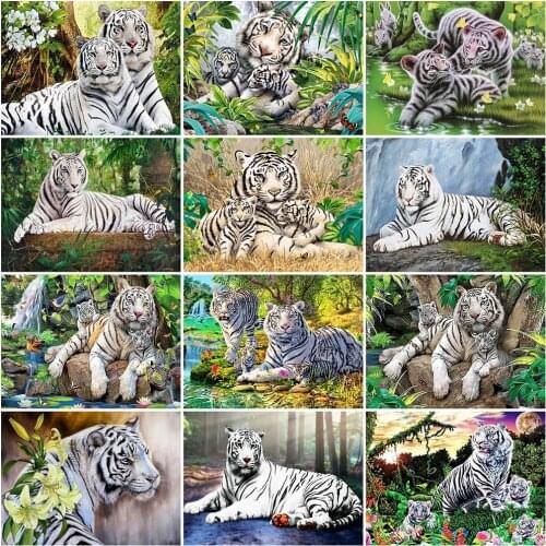 Evershine Full Square Diamond Painting Tiger Cross Stitch Kit 5D DIY Diamond Embroidery Animal Rhinestone Pictures Home Decor