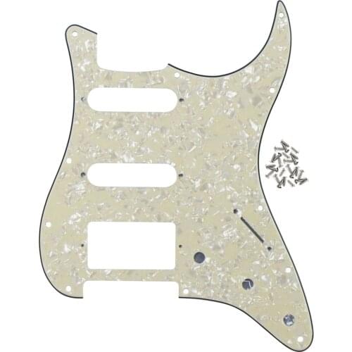 FLEOR American Mexican Standard SSH HSS ST Guitar Pickguard Scratch Plate Aged Pearl with Screws for FD ST Style Guitar