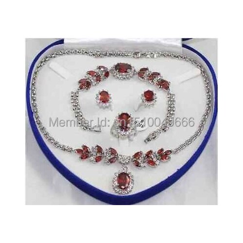 Hot sale FREE SHIP>>>noble natural red zircon plated jewelry