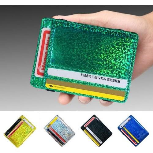 Billetera Кошелек Женский Reflective Magic Card Pack Wallet Pu Leather With Multi Slots Organzier Purse Кошелек Женский Кожаный