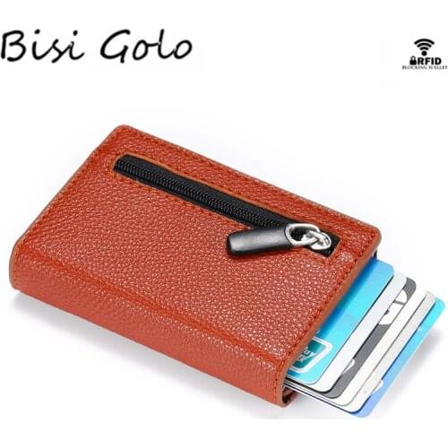 BISI GORO New Smart Wallet Men Women Business Credit Card Holder RFID Single Box Aluminium Card Wallet Coin Purse Card Case
