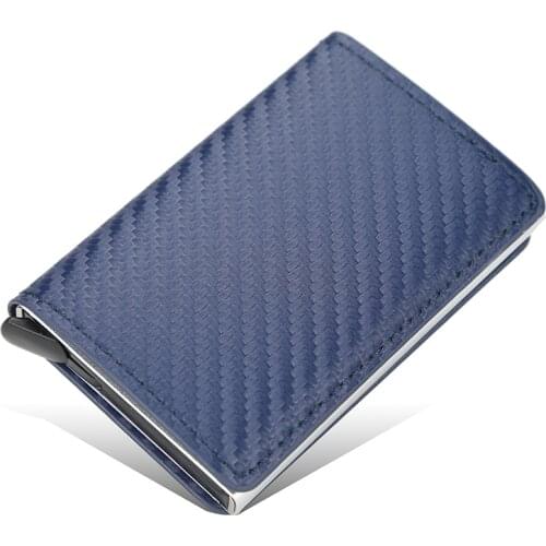 New Carbon Fiber RFID Blocking Mens Credit Card Holder Leather Bank Card Wallet Case Cardholder Protection Purse For Women