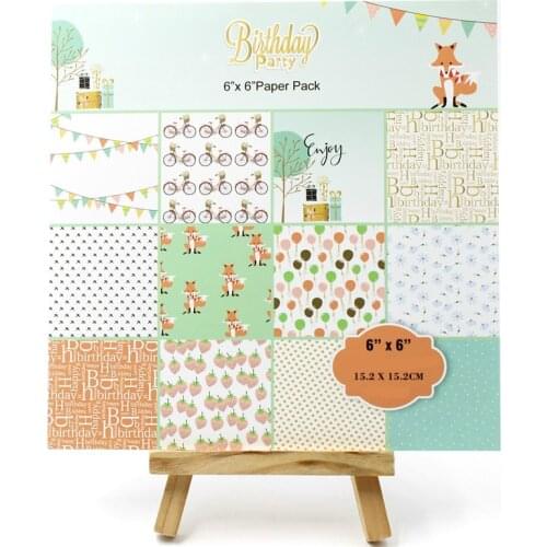 KSCRAFT 12pcs 6" Single-side Printed Birthday Party pattern creative papercraft art paper handmade scrapbooking kit set book