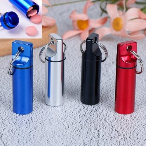 Metal Keychain Aluminum Pill Box Case Bottle Cache Drug Holder Container Waterproof Medicine Pill Cases Box Health Care