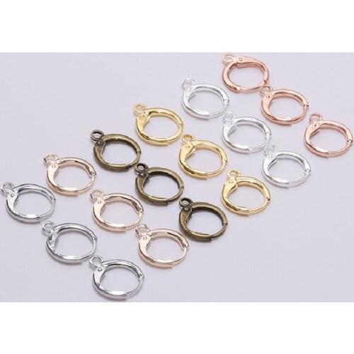 14*12MM 30Pcs Metal Earring Making Accessories Copper Clip Earring Clasps Hooks Findings With Loop Clasp Round Base Diy