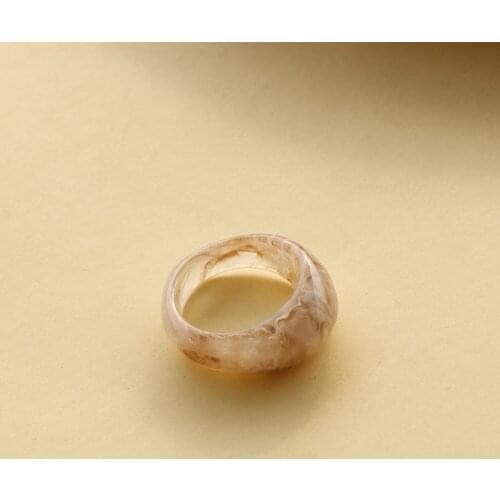 SOHOT Acrylic Transparent Resin Rings Set Pearl Flower Round Square Chic Female Wholesale Lovely Girl Colorful INS Travel Gifts