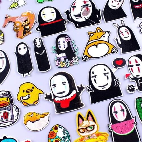 Nicediy Japan Anime Patch Embroidered Patches For Clothing Cute Faceless Man Patch Iron On Patches On Clothes Applique Sewing