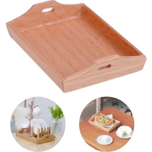 New 1/12 Dollhouse Miniature Wooden Plate Simulation Tray Model for Doll House Decor