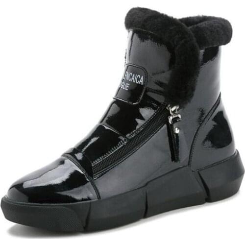 New Light Comfort Warm Winter Boots Women Shoes Boots Patent Leather Winter Sneakers Casual Shoes Warm Snow Boots Flat Boots