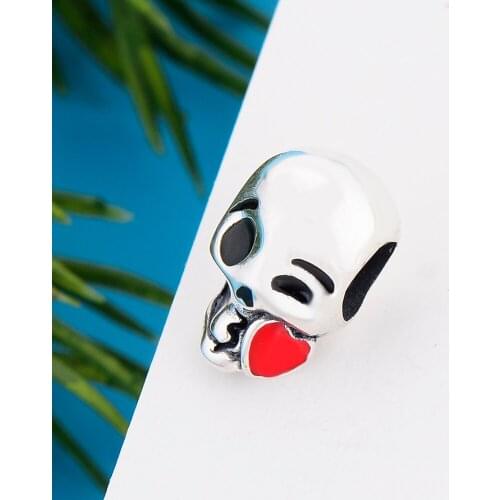 Fit Original Pandora Charm Bracelet 925 Sterling Silver Emotion Love Kiss Playful Face Skull Bead For Making Women Berloque 2021