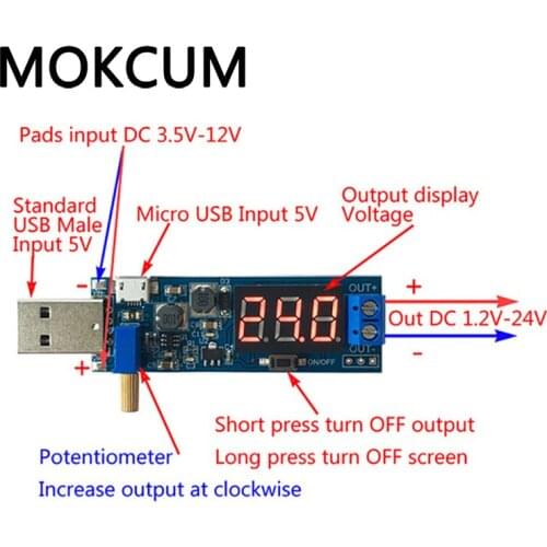 DC 5V to 3.3V 12V Power Adapter USB Step UP Down Power Supply Module Adjustable Boost Buck Converter USB boost power supply modu